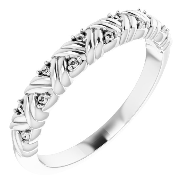 14K White .06 CTW Diamond Woven Anniversary Band 