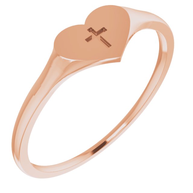 14K Rose Heart & Cross Ring Size 5