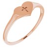 14K Rose Heart and Cross Ring Size 5