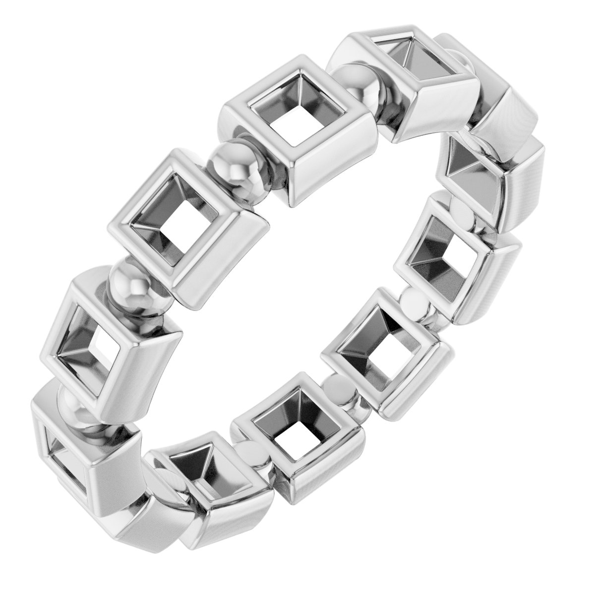 Bezel-Set Beaded Eternity Band