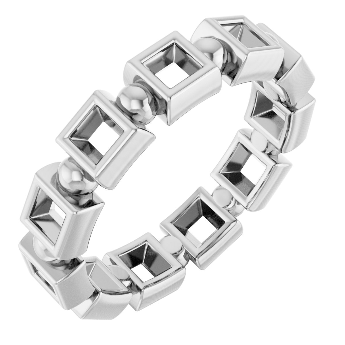 Bezel-Set Beaded Eternity Band