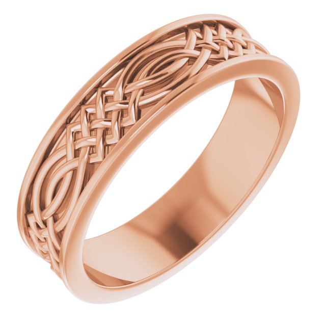 14K Rose 6 mm Celtic Inspired Band Size 11 Ref 14193483