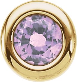 14K Yellow 4 mm Round Imitation Pink Tourmaline Birthstone Slide Pendant Ref. 69082