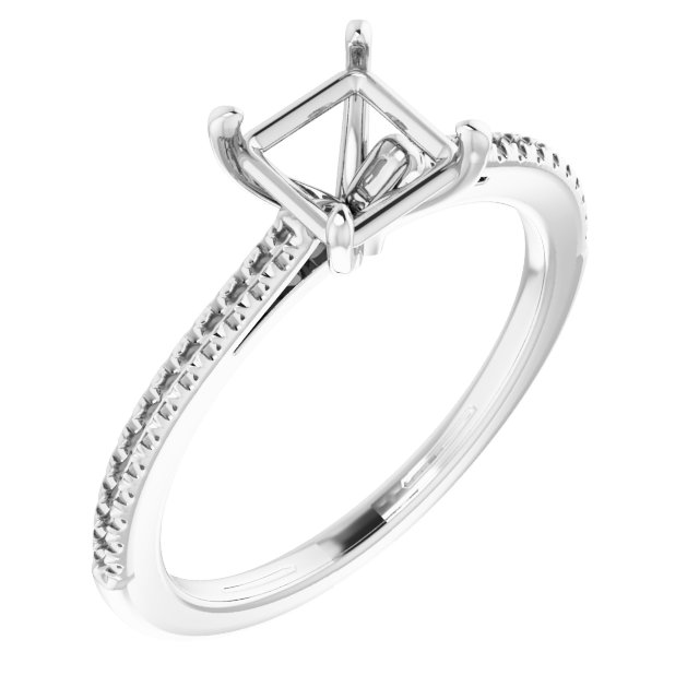 French-Set Accented Engagement Ring