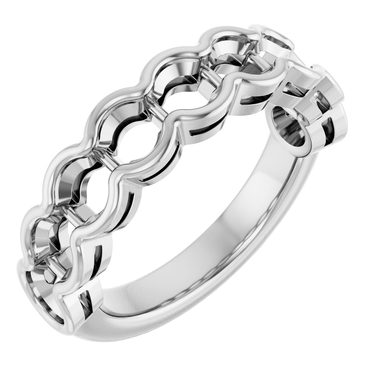 Scalloped Channel-Set Anniversary Band