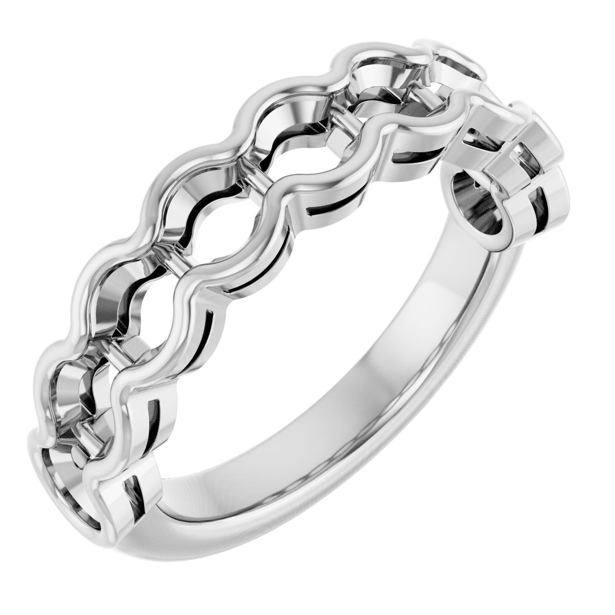 Scalloped Channel-Set Anniversary Band