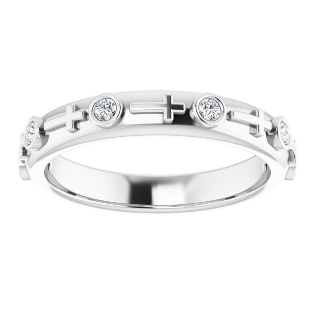 Sterling Silver 1/8 CTW Natural Diamond Cross Ring