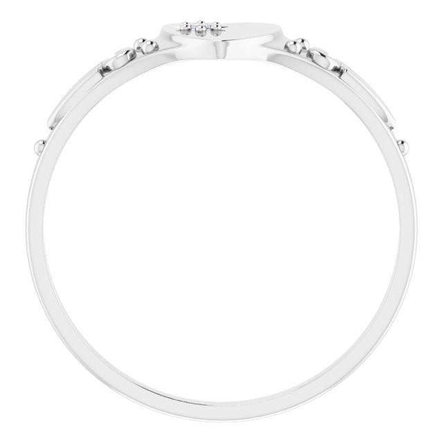 14K White .01 Diamond Heart Ring Size 3