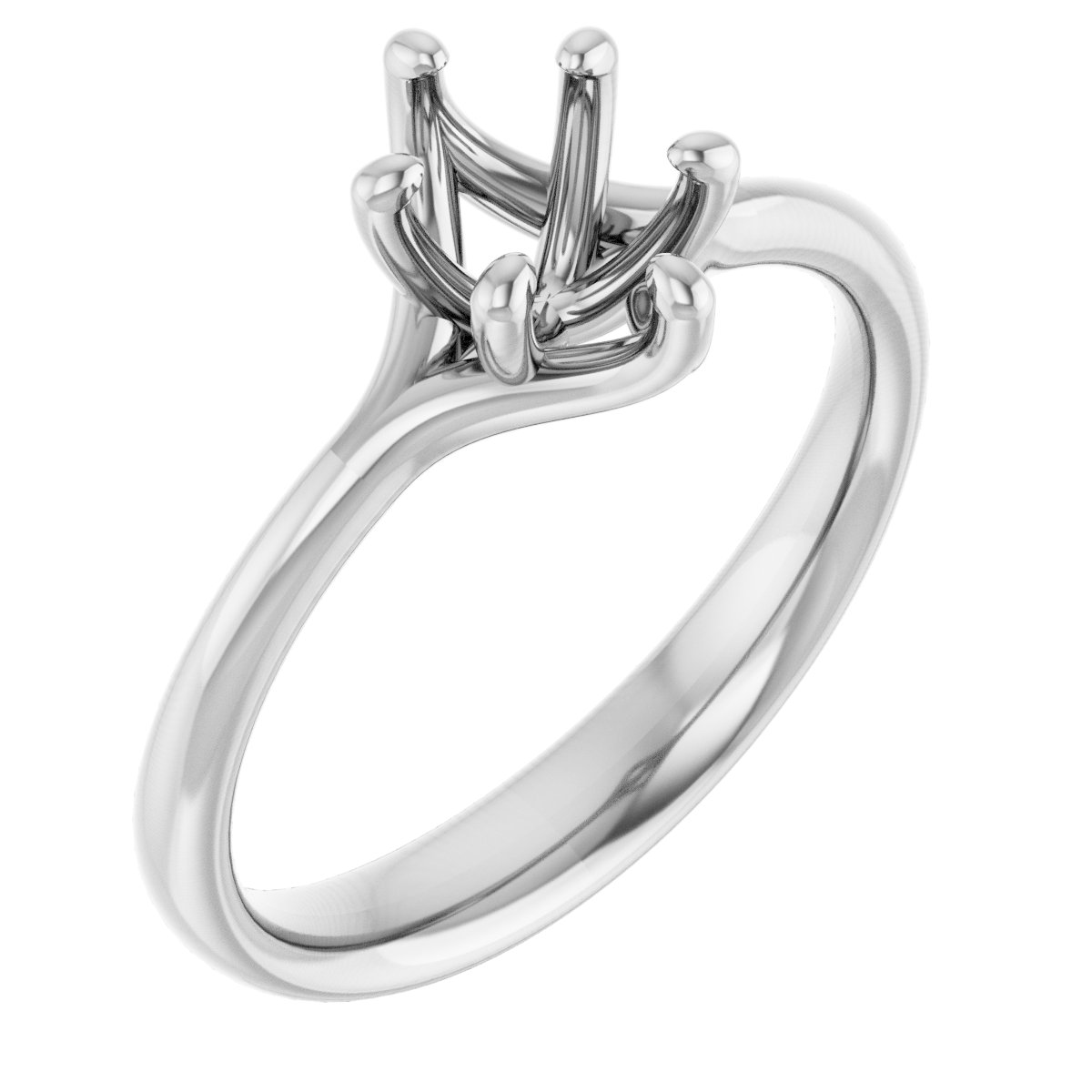 14K White 7x5 mm Oval Engagement Ring Mounting