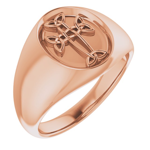 14K Rose Celtic-Inspired Cross Ring  