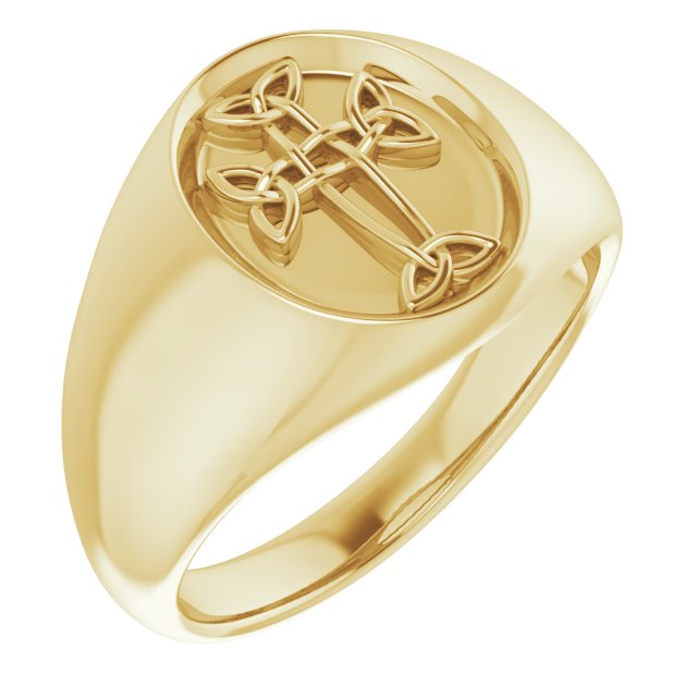 14K Yellow Celtic-Inspired Cross Ring   