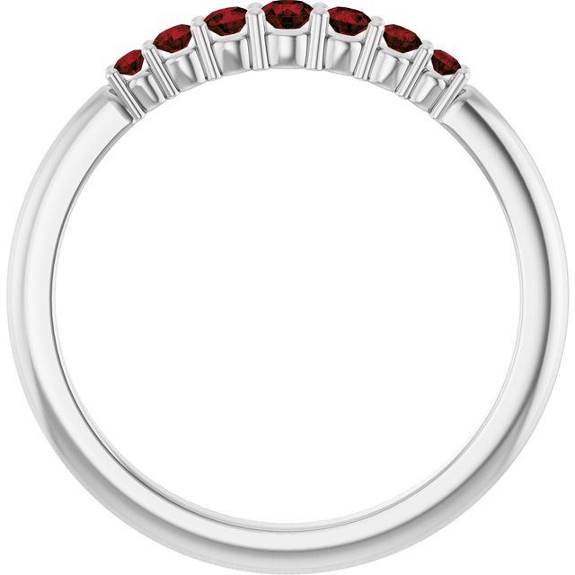 14K White Natural Mozambique Garnet Stackable Ring