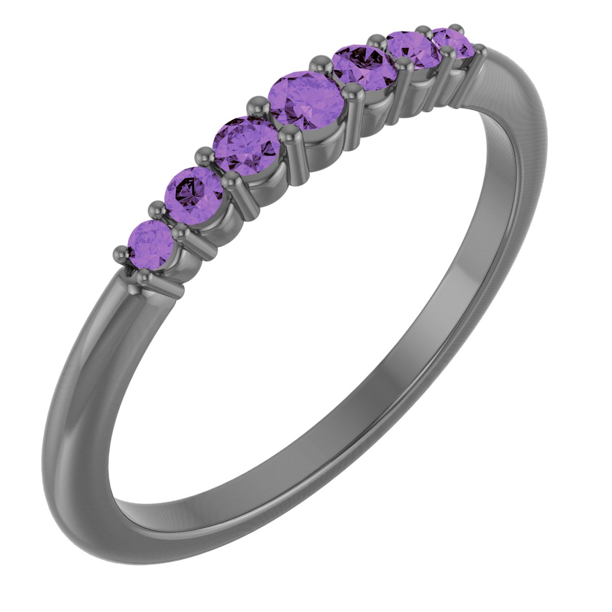 Sterling Silver Amethyst Stackable Ring Ref. 14279534