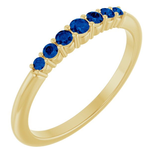 14K Yellow Blue Sapphire Stackable Ring    
