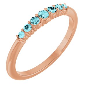 14K Rose Natural Blue Zircon Stackable Ring