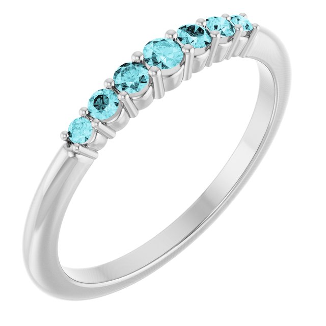 14K White Blue Zircon Stackable Ring     