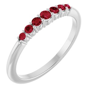 14K White Ruby Stackable Ring    