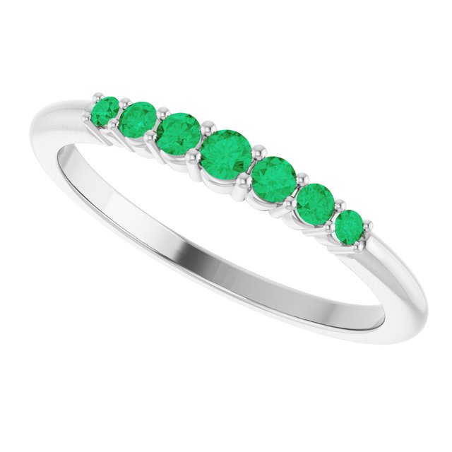 14K White Emerald Stackable Ring       