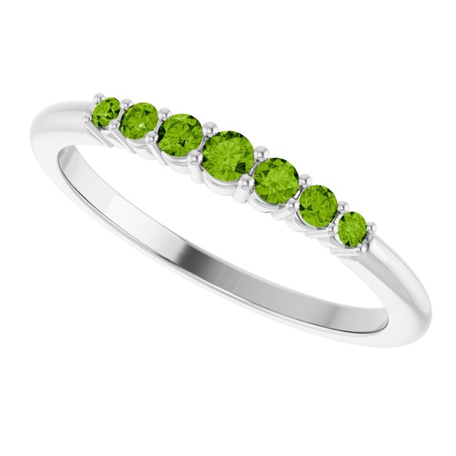 14K White Peridot Stackable Ring  