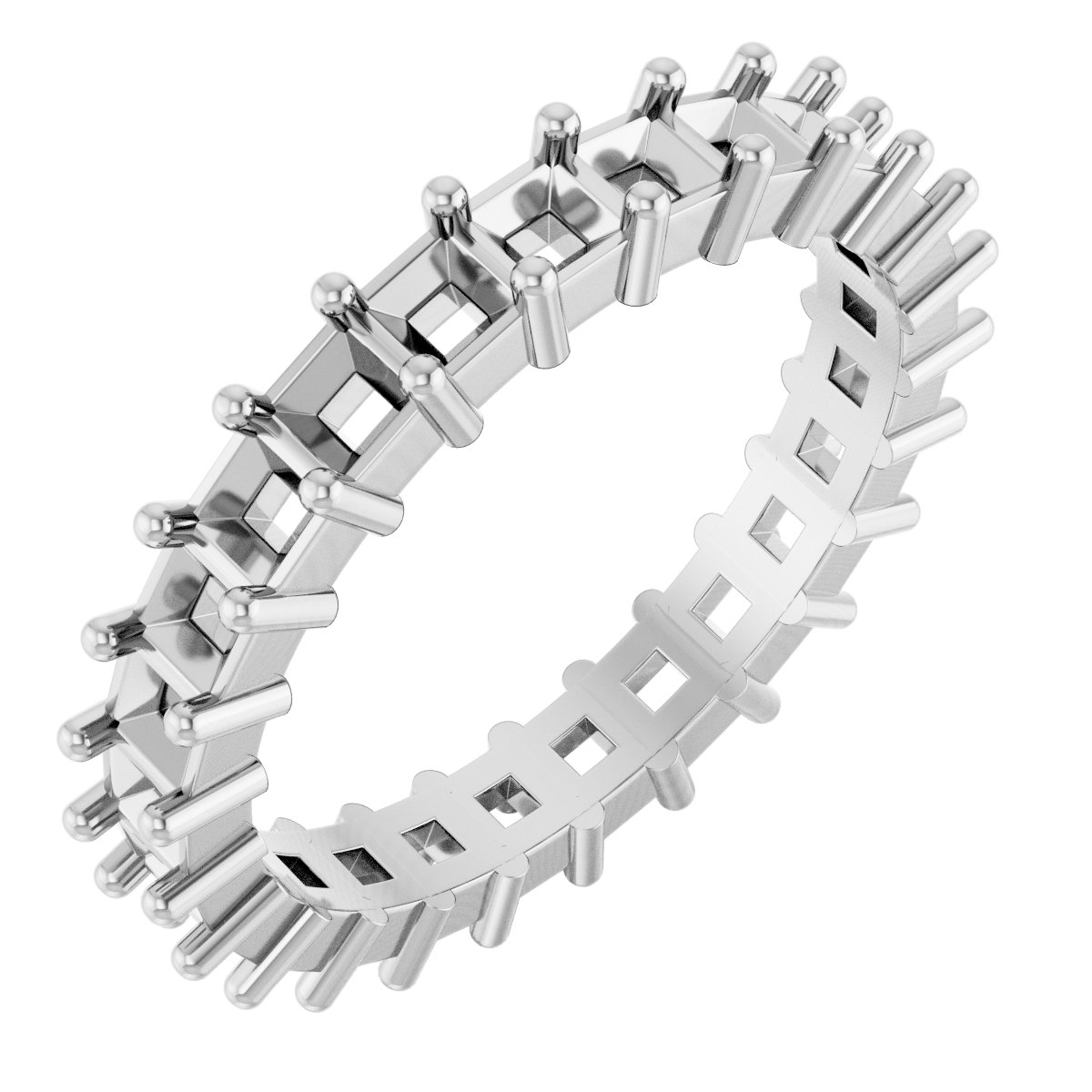 14K White 2.625 CTW Diamond Square Eternity Band Size 7 Ref 12119869