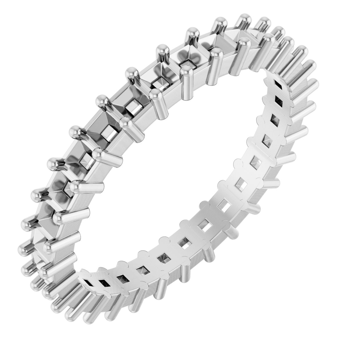 14K White 1.375 CTW Diamond Square Eternity Band Size 7 Ref 12110104