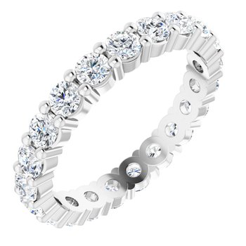14K White 2.5 mm Round Forever One Created Moissanite Eternity Band Size 4.25 Ref 13839769