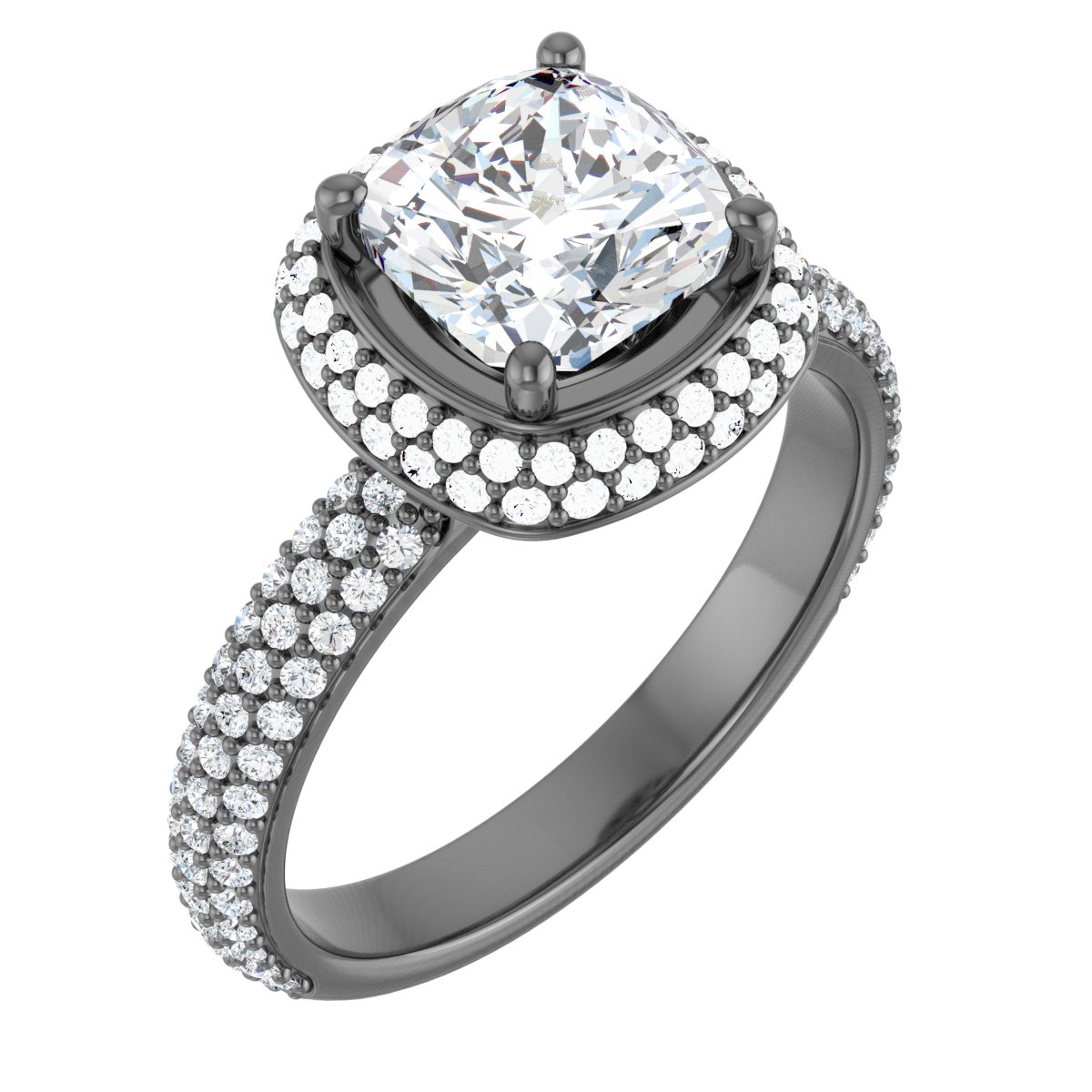 14K White 6.5 mm Round Halo Style Engagement Ring