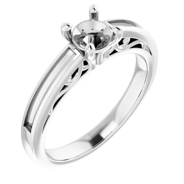 Channel-Set Accented Sculptural Engagement Ring