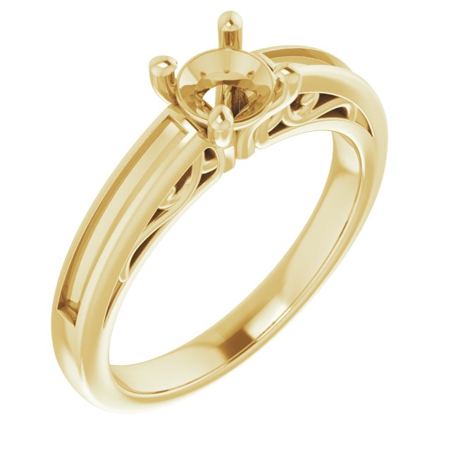 Channel-Set Accented Sculptural Engagement Ring