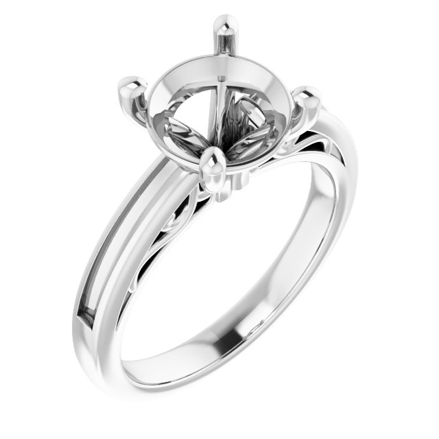 Channel-Set Accented Sculptural Engagement Ring