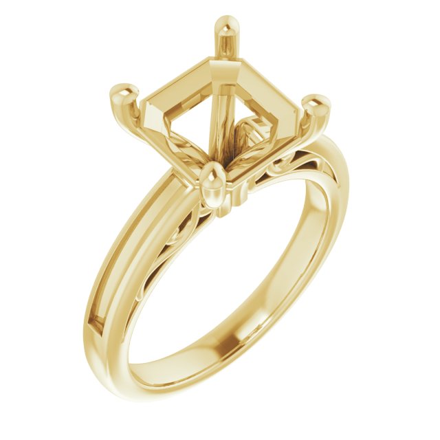 Channel-Set Accented Sculptural Engagement Ring