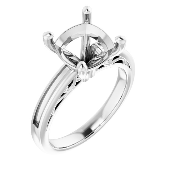Channel-Set Accented Sculptural Engagement Ring