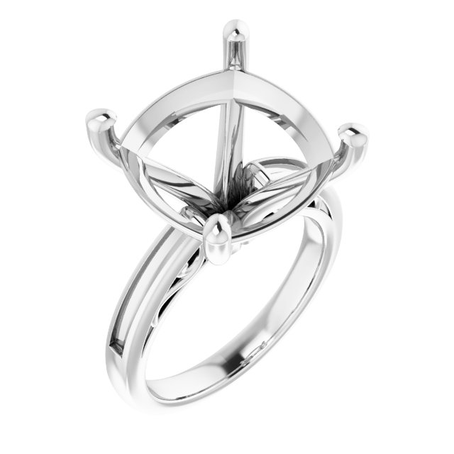 Channel-Set Accented Sculptural Engagement Ring