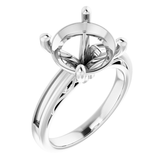 Channel-Set Accented Sculptural Engagement Ring