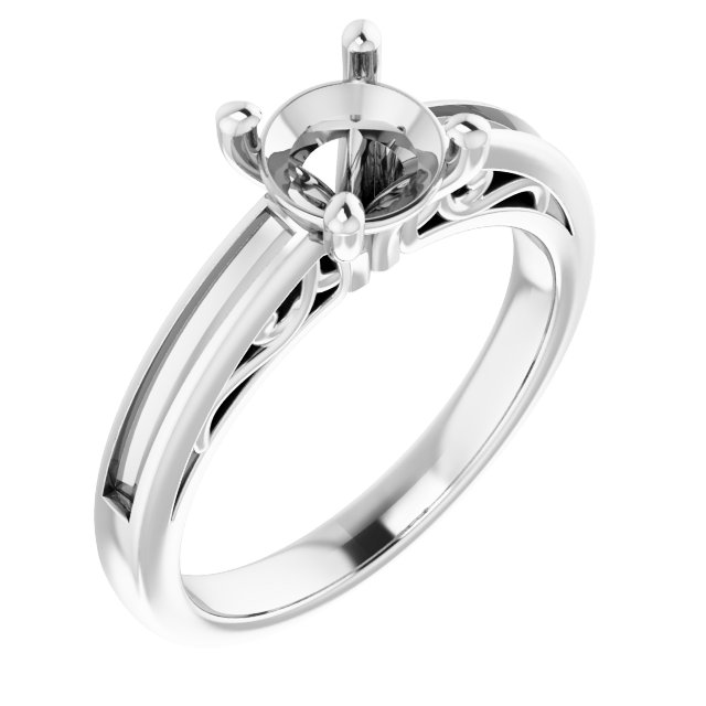 Channel-Set Accented Sculptural Engagement Ring