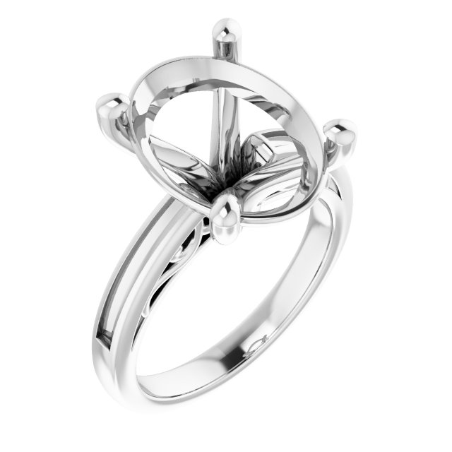 Channel-Set Accented Sculptural Engagement Ring