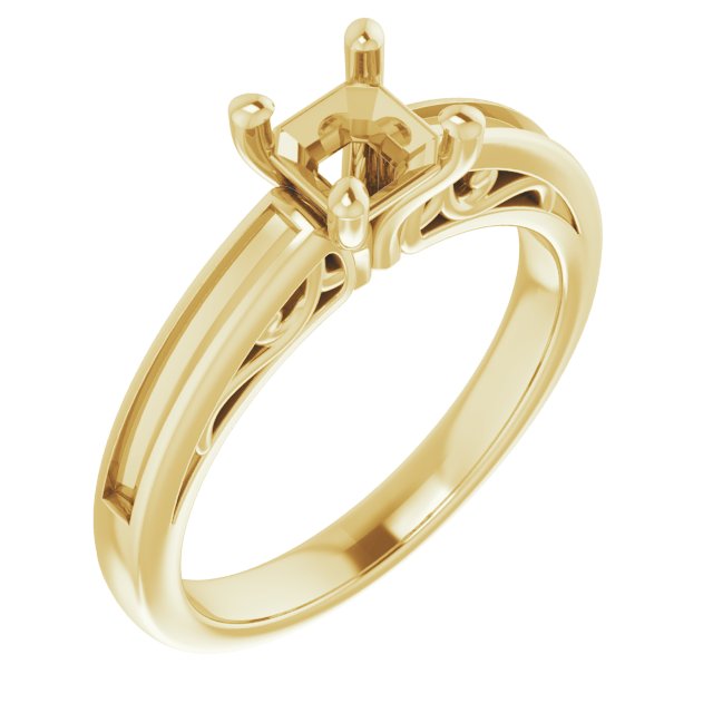 Channel-Set Accented Sculptural Engagement Ring