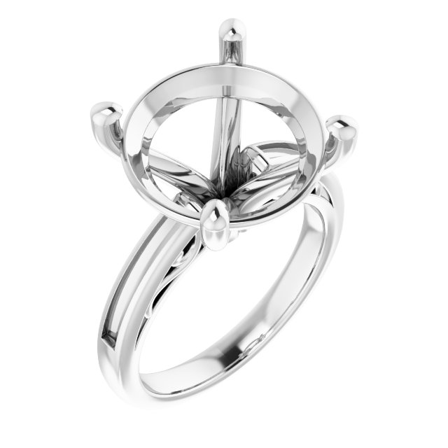 Channel-Set Accented Sculptural Engagement Ring
