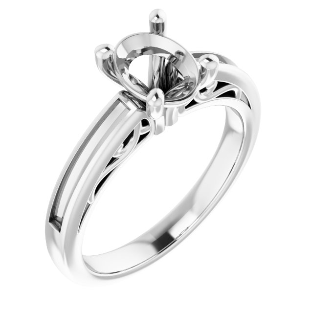 Channel-Set Accented Sculptural Engagement Ring