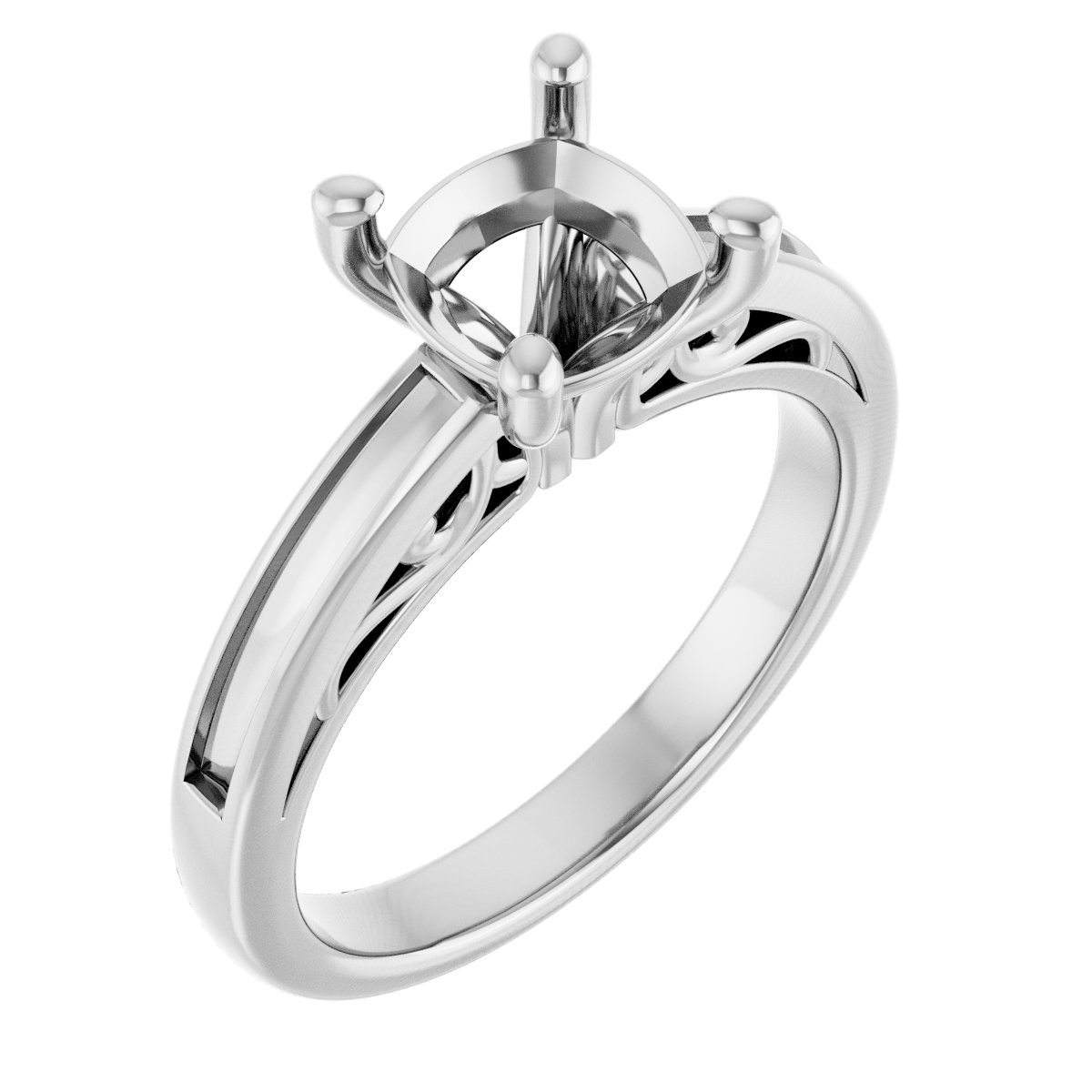 Channel-Set Accented Sculptural Engagement Ring