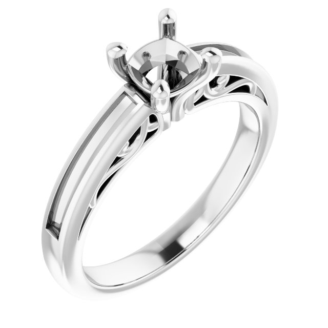 Channel-Set Accented Sculptural Engagement Ring