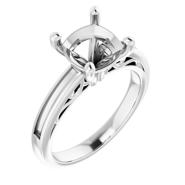 Channel-Set Accented Sculptural Engagement Ring