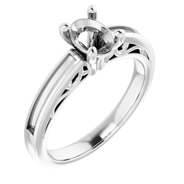 Channel-Set Accented Sculptural Engagement Ring