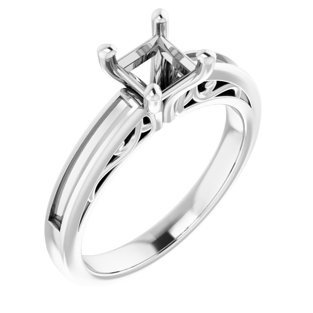 Channel-Set Accented Sculptural Engagement Ring