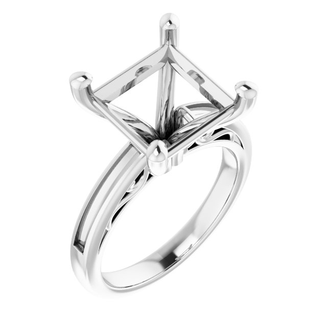 Channel-Set Accented Sculptural Engagement Ring