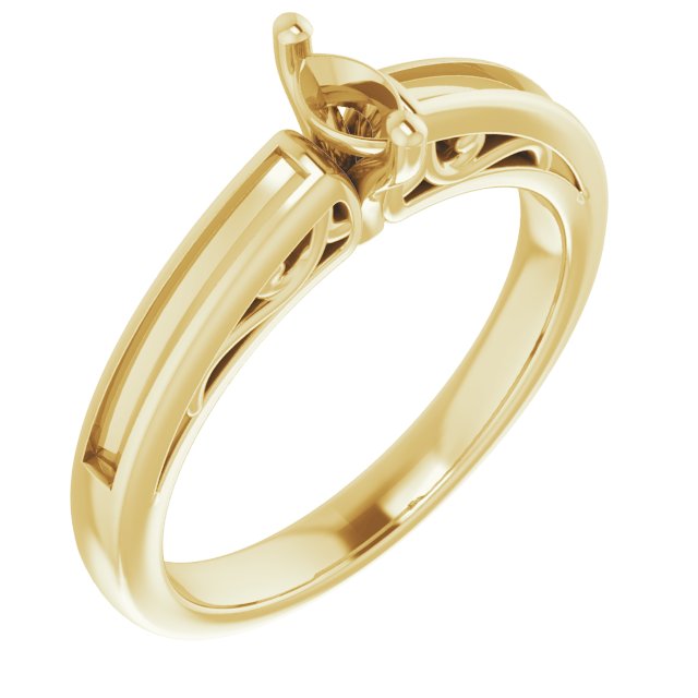Channel-Set Accented Sculptural Engagement Ring