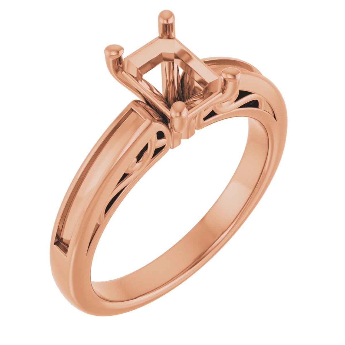Channel-Set Accented Sculptural Engagement Ring