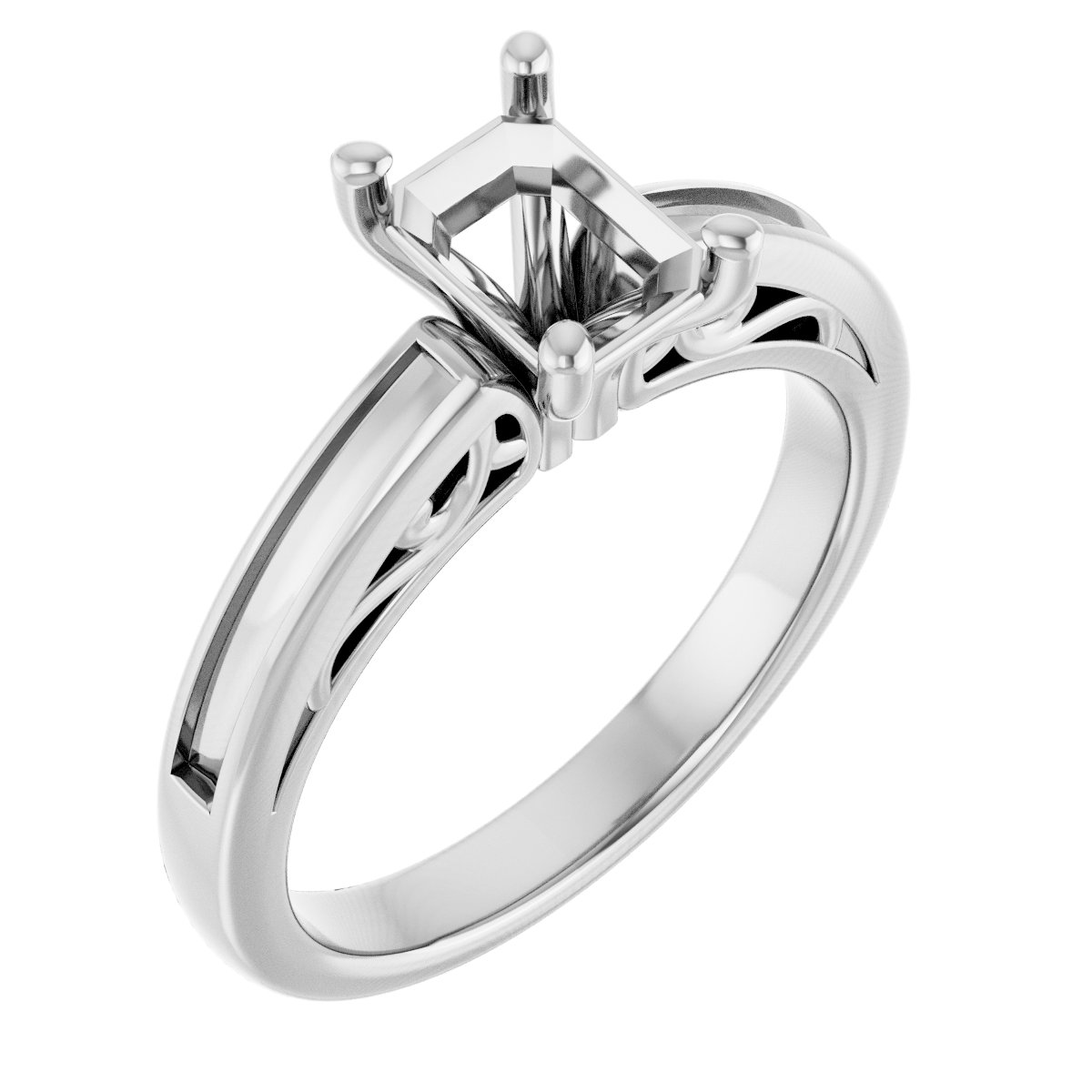 Channel-Set Accented Sculptural Engagement Ring