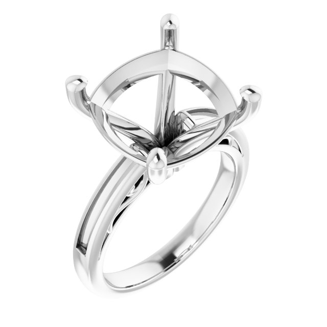 Channel-Set Accented Sculptural Engagement Ring