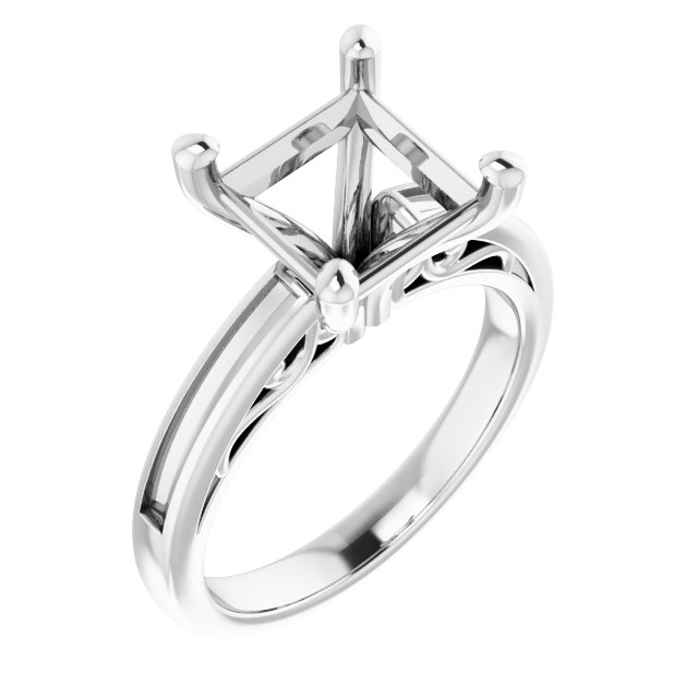 Channel-Set Accented Sculptural Engagement Ring